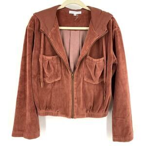 Young Fabulous & Broke Velour Hoodie Zip Sweatshirt Rust Medium NWOT